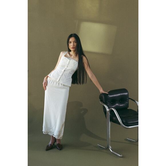 Mod Ref The Diana Tank Top Sleeveless Bustier Smocked Back - S - Ivory - Picture 5 of 5